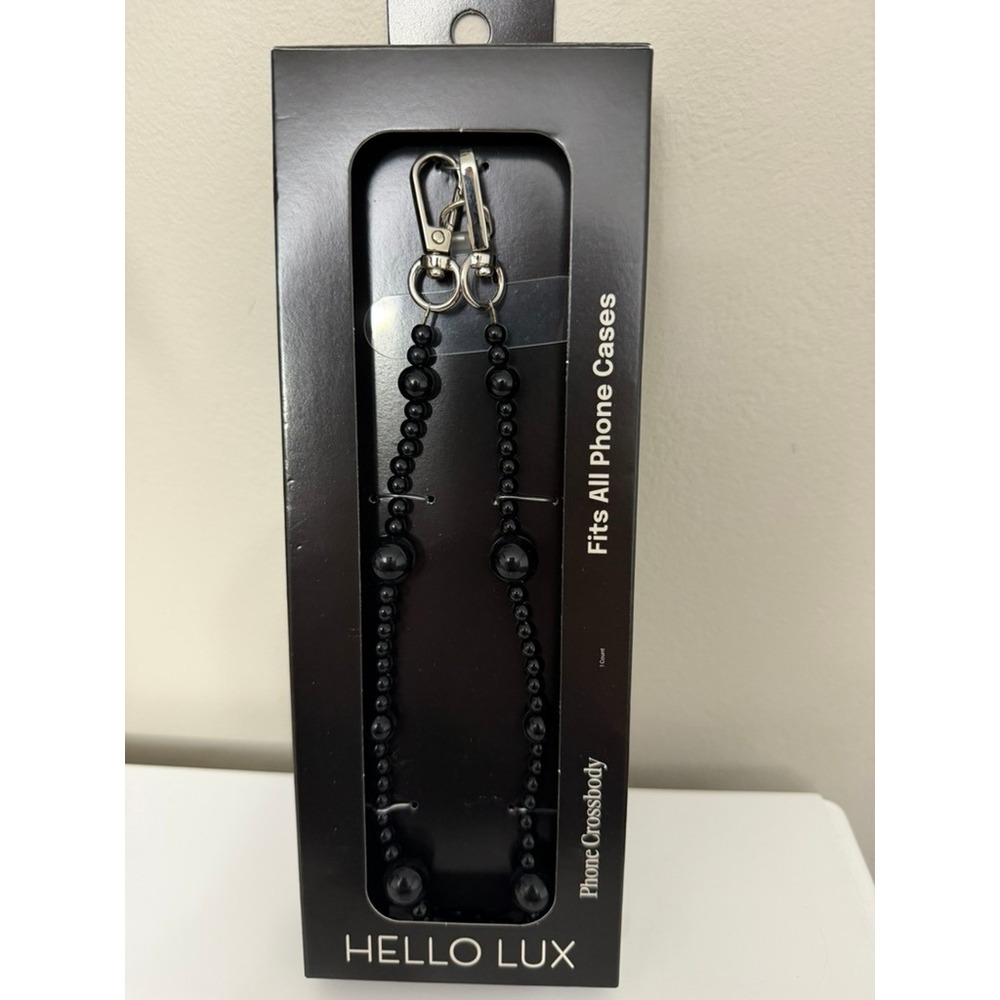 Hello Lux Phone Crossbody Unisex OS Black Mixed Shiny Bead 51.2in NWT